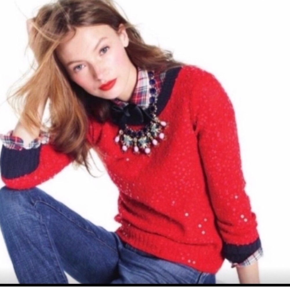 J Crew Sequined Crew Sweater